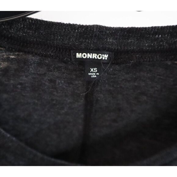 Monrow HT2337MHJ Women's Sz XS Black Heather Relaxed Fit Crew Neck Tee Shirt - Picture 3 of 4